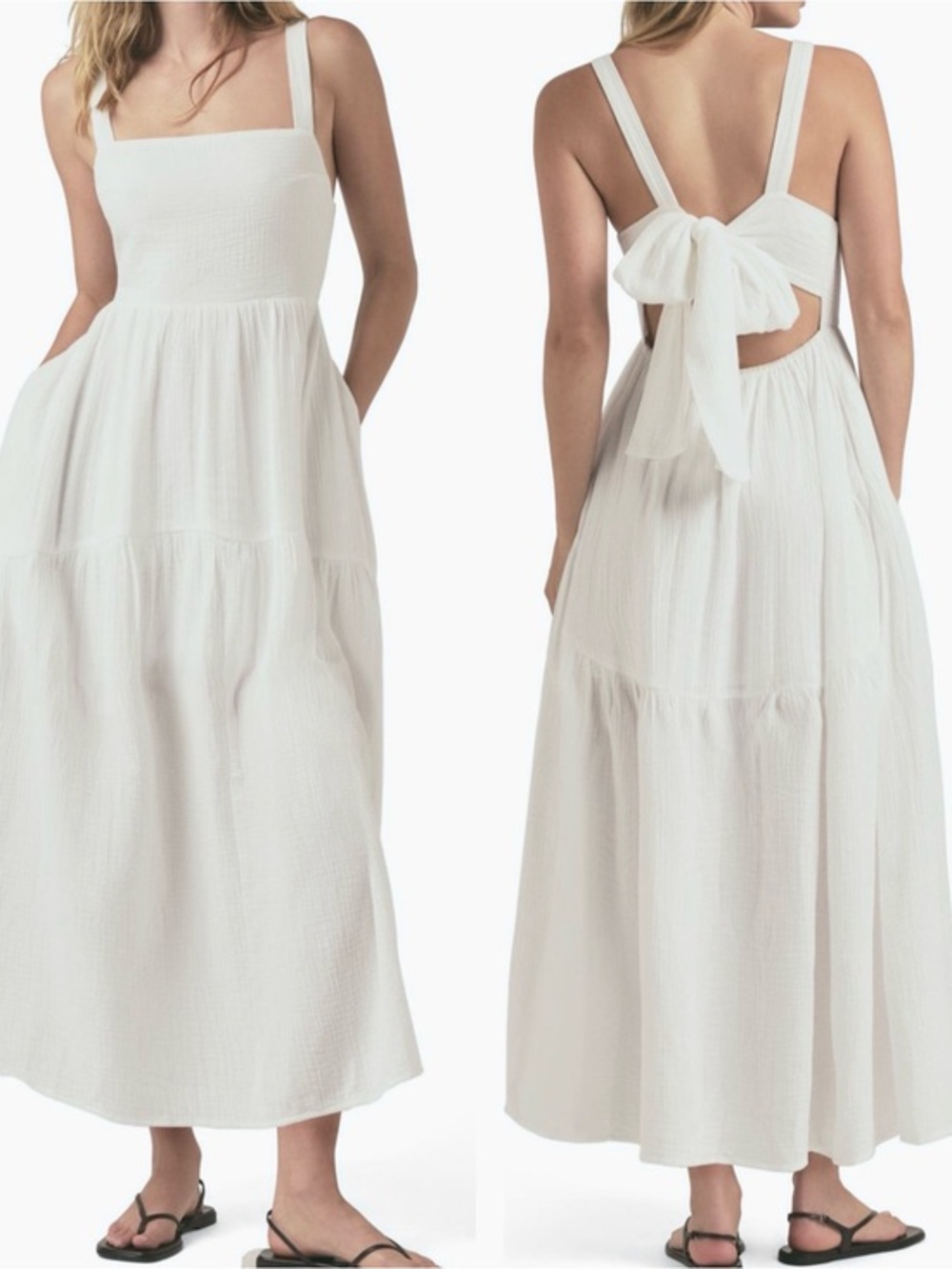 Favorite Daughter Go To Cotton White Sleeveless Midi Dress M